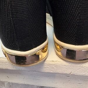 DKNY Women's Black Sneakers with Gold Detail